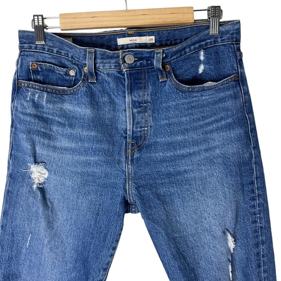 Levi’s Wedgie High Waist Slim Leg Torn Distressed Button Fly Jeans - Picture 4 of 11